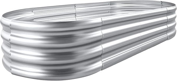 Land Guard Galvanized Raised Garden Bed Kit, Galvanized Planter Garden Boxes Outdoor, Oval Large Metal Raised Garden Beds for Vegetables